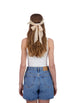 Tahari Women's Straw Visor Hat with Eyelet and Chiffon Ribbon Trim and Back Bow