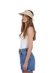 Tahari Women's Straw Visor Hat with Eyelet and Chiffon Ribbon Trim and Back Bow