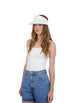 Tahari Women's Straw Visor Hat with Eyelet and Chiffon Ribbon Trim and Back Bow