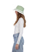 Tahari Women's Color Block Straw Bucket Hat with Fringe