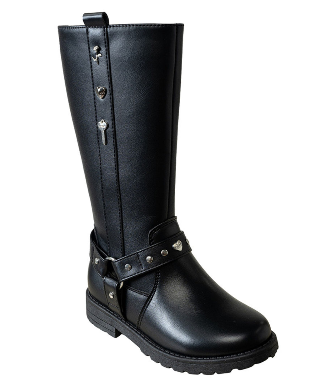 bebe Girls Rider Boot With Charms and Studs