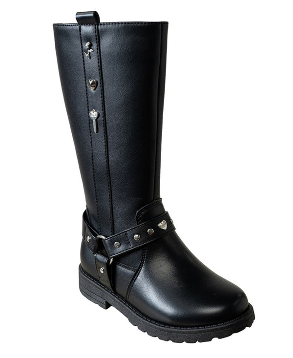 bebe Girls Rider Boot With Charms and Studs