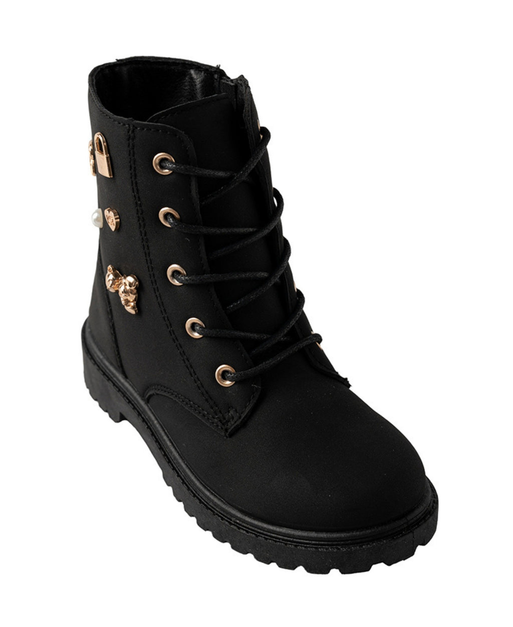 bebe Girl's Toddler Lace-Up Boot with Decorative Charms