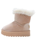 bebe Girls' Velvet Cozy Boot with Faux Fur Collar and Rhinestone Logo