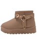 bebe Girls' Winter Boot with Heart Charm, Harness Strap, and Platform Sole