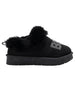bebe Girls' Winter Slide Slippers with Faux Fur Lining and Rhinestone Bebe Logo