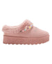 bebe Girls' Cozy Boot Slide with Faux Fur Lining, Friendship Beads, and Rhinestone Detail