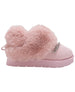 bebe Girls' Cozy Boot Slippers with Faux Fur Trim and Rhinestone Logo