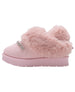 bebe Girls' Cozy Boot Slippers with Faux Fur Trim and Rhinestone Logo
