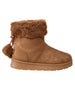 bebe Girls Cozy Ankle Boots With Bow and Pom Faux Fur Lined