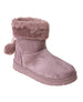 bebe Girls Cozy Ankle Boots With Bow and Pom Faux Fur Lined