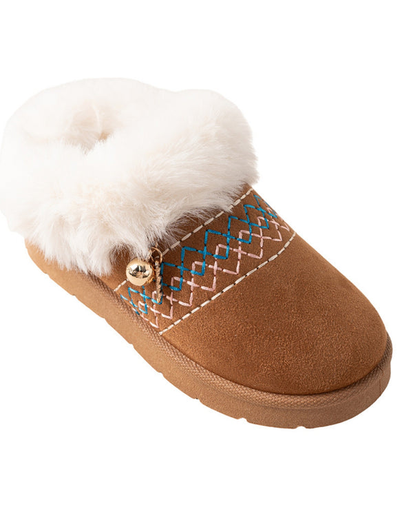 bebe Girl's Cozy Faux Fur Trim Boot Slide Slipper