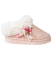 bebe Girl's Cozy Faux Fur Boot Slide with Hiker Lace and Charm Details