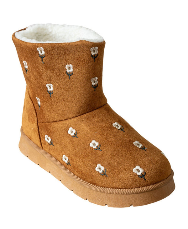 bebe Girl's Floral Embroidery Cozy Boot