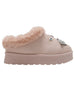 bebe Toddler Girls’ Winter Slide with Faux Fur Lining and Metal Ornament Details – Cozy Indoor Outdoor Footwear
