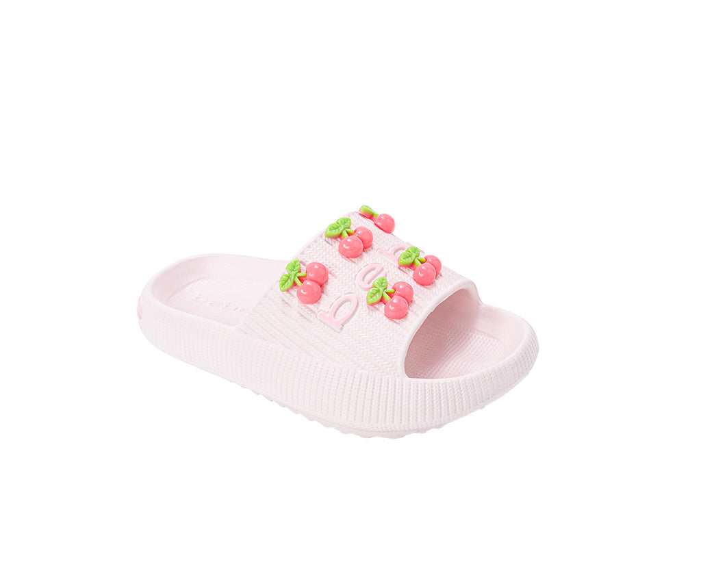 bebe Girls EVA Slide - Lightweight Comfy Slide Sandals with Cherry Charms