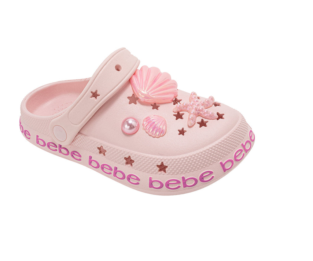 bebe Girl's Lightweight EVA Clogs - Slip - On Comfy Shoes with Sea Life Charms