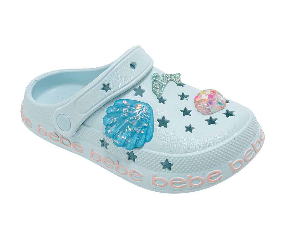 bebe Girl's Comfort EVA Clogs - Slip - On Comfy Shoes with Sea Life Charms