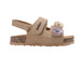 bebe Girl's Footbed Slide Sandals - Sparkle Finish with Glitter Flower Detail