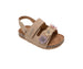 bebe Girl's Footbed Slide Sandals - Sparkle Finish with Glitter Flower Detail