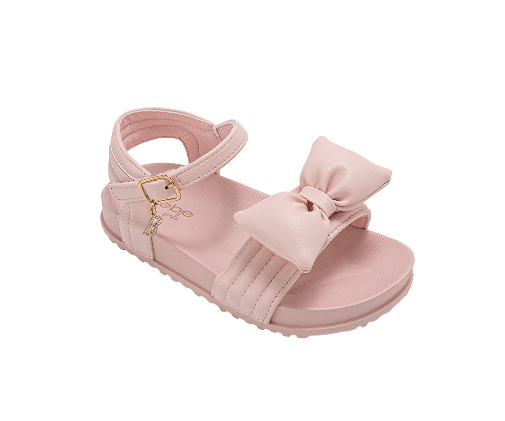 bebe Girl's Footbed Sandals - Lightweight Comfort & Adjustable Strap with Puffy Bow Detail