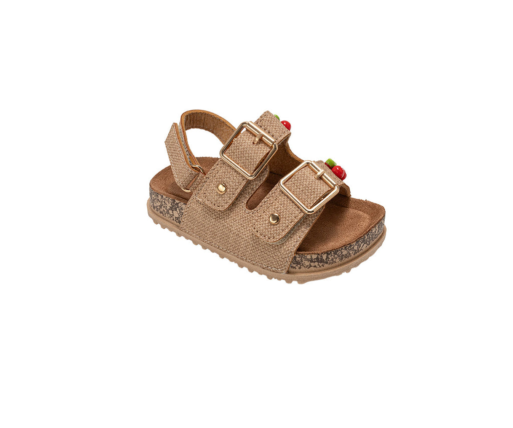 bebe Toddler Girl's Footbed Toddler Girl's Footbed Sandals & Comfortable Slip-On Summer Shoes with Cherry Charms