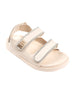bebe Women's Sandal with Rhinestone Rope Binding and bebe Logo Rivet Detail