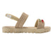 bebe Girl's PCU Sandal with Embossed Woven and Fruit Charm