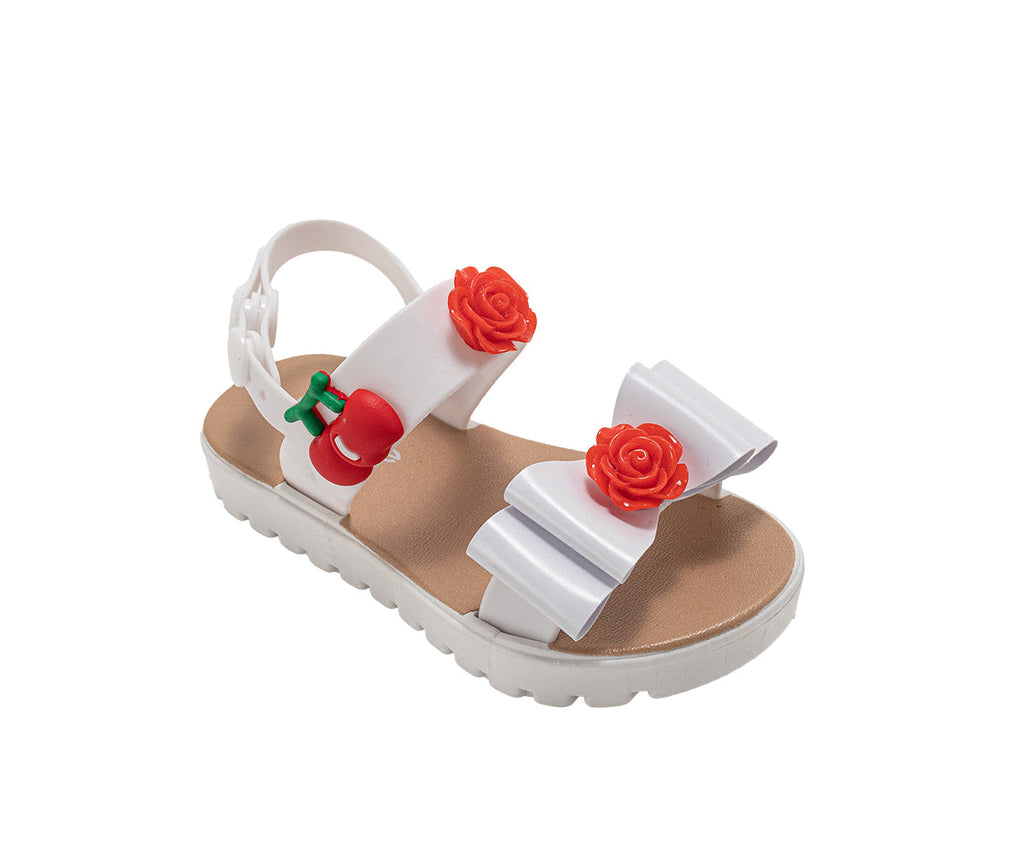 bebe Toddler Girl's PCU Sandal with Rubber Plastic Cherry and Rose Charm