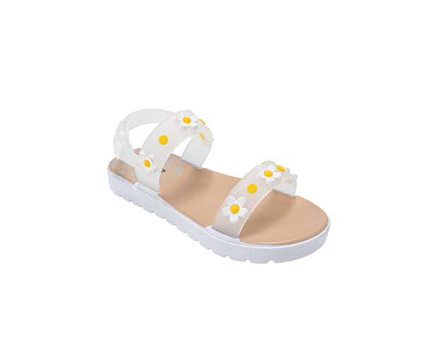 bebe Toddler Girls PCU Sandals – Cute Fashion Flat Summer Sandals for Toddler Girls with Flower Applique