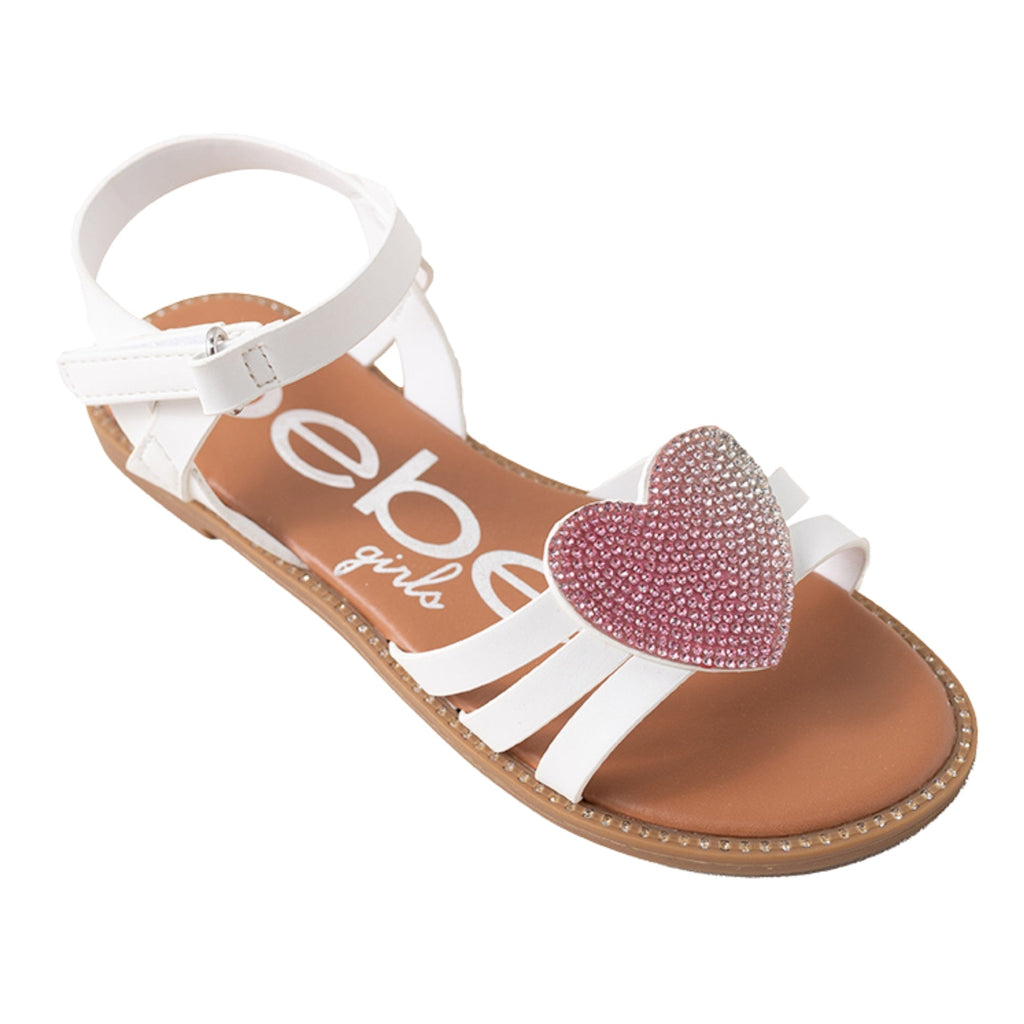 bebe Girls' Sandals - Kids' Open Toe Summer Shoes, Perfect Flat Sandals for Girls with Rhinestone (Little Girl/Big Girl)