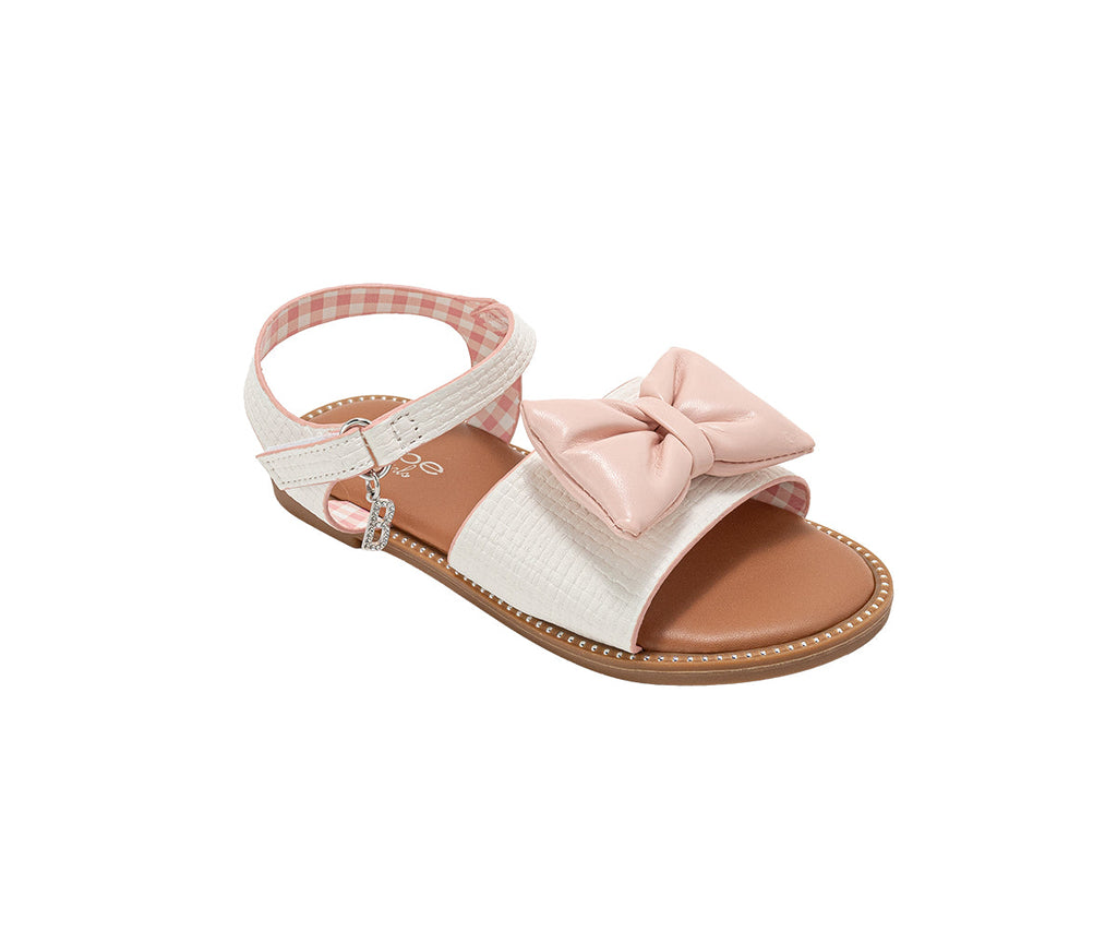 bebe Girl's Fashion Sandals - Dressy Shoes with Puffy Bow Accent and Hanging Charm
