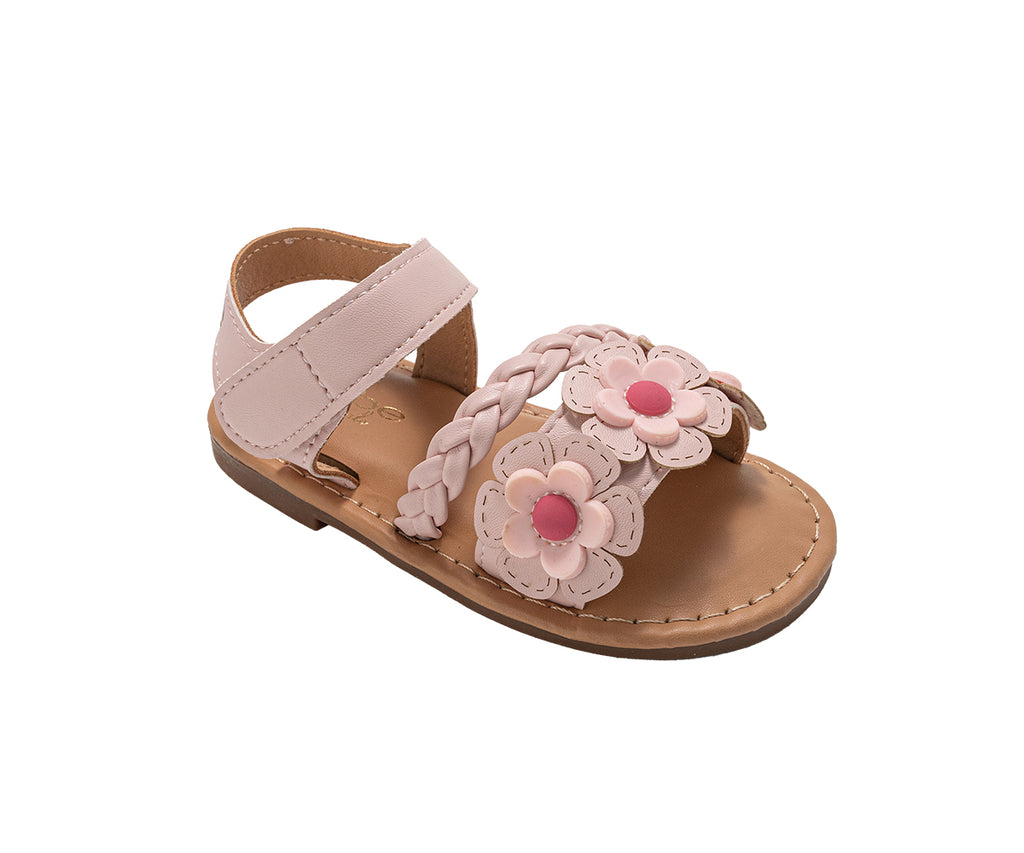 bebe Toddler Girl's Sandals – Fashion Flat Sandals, Cute Summer Shoes for Little Girls with Flower and Braided Strap