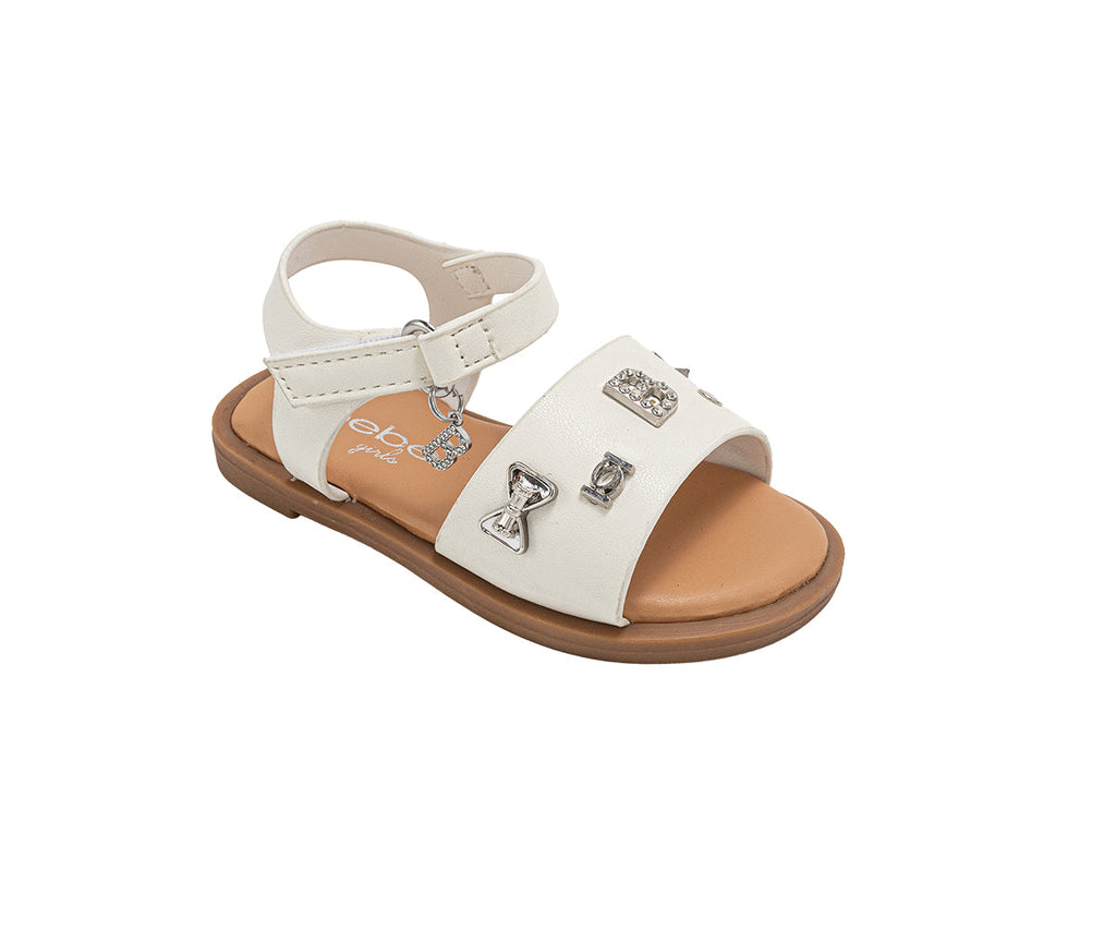 bebe Toddler Girl's Fashion Sandals - Dressy Shoes with Decorative Metal Charm
