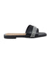 bebe Women's Fashion Sandal with Rhinestone and Pearl Embellished Strap