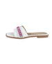 bebe Women's Fashion Sandal with Rhinestone and Pearl Embellished Strap