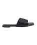 bebe Women's Fashion Sandal with Quilted Repeat Logo and Medallion