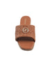 bebe Women's Fashion Sandal with Quilted Repeat Logo and Medallion