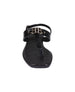 bebe Women's Fashion Sandal with Double B Hardware and Repeat Logo Sock Lining