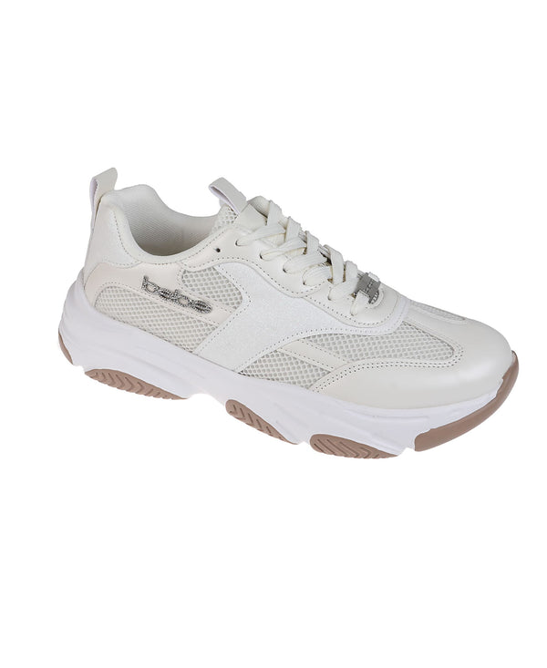 bebe Women's Sneaker with Chunky Outsole and Mixed Material Upper