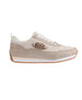 bebe Women's Sneaker with Nylon/Suede PU Upper and Large Ornament Detail