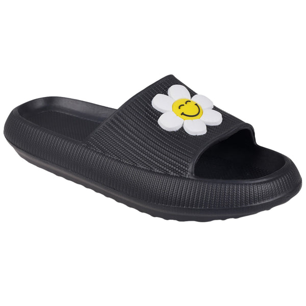 Foamwalk Womens' Sandals - Comfortable Beach Slides, Stylish Slide On Sandals, Everyday Women's Slide Sandals with Novelty Patch