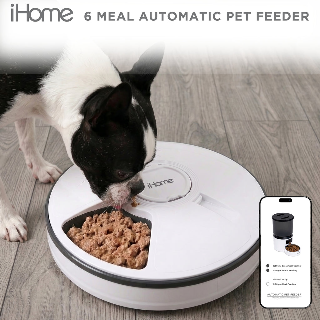iHome Smart 6-Meal Automatic Wet and Dry Food Pet Feeder WiFi