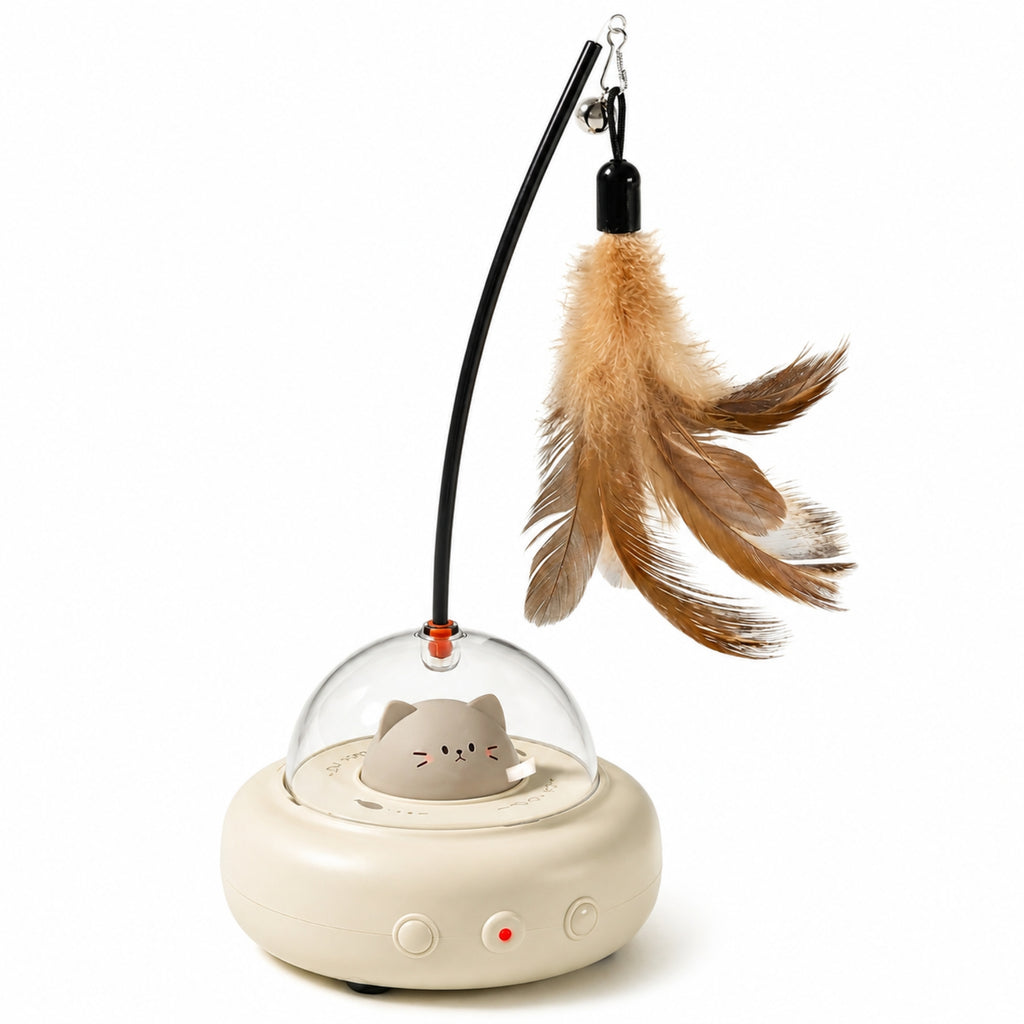 iHome Automatic Laser & Feather Cat Toy with Interactive Swing Pole, USB-C Rechargeable