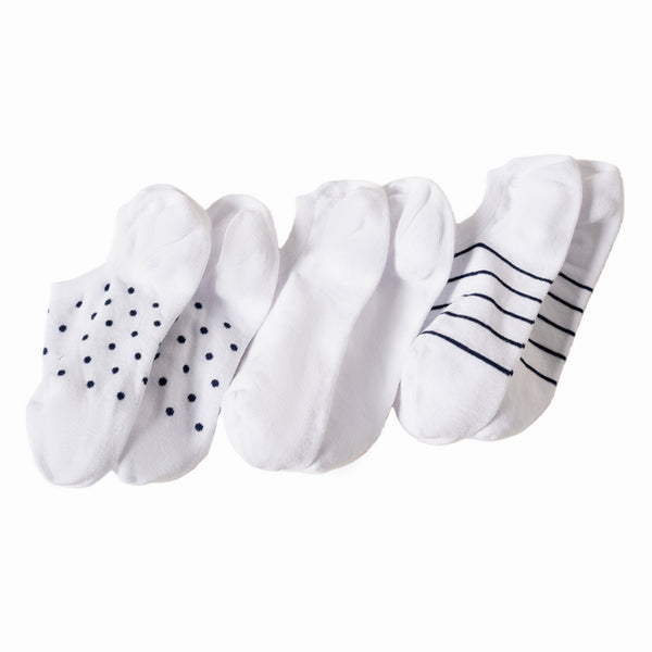 Lands' End Women’s Socks - 3-Pack Cotton Patterned Sneaker Liners