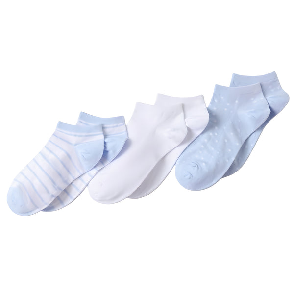 Lands' End Women’s Socks - 3-Pack Cotton Patterned Low Cut Socks