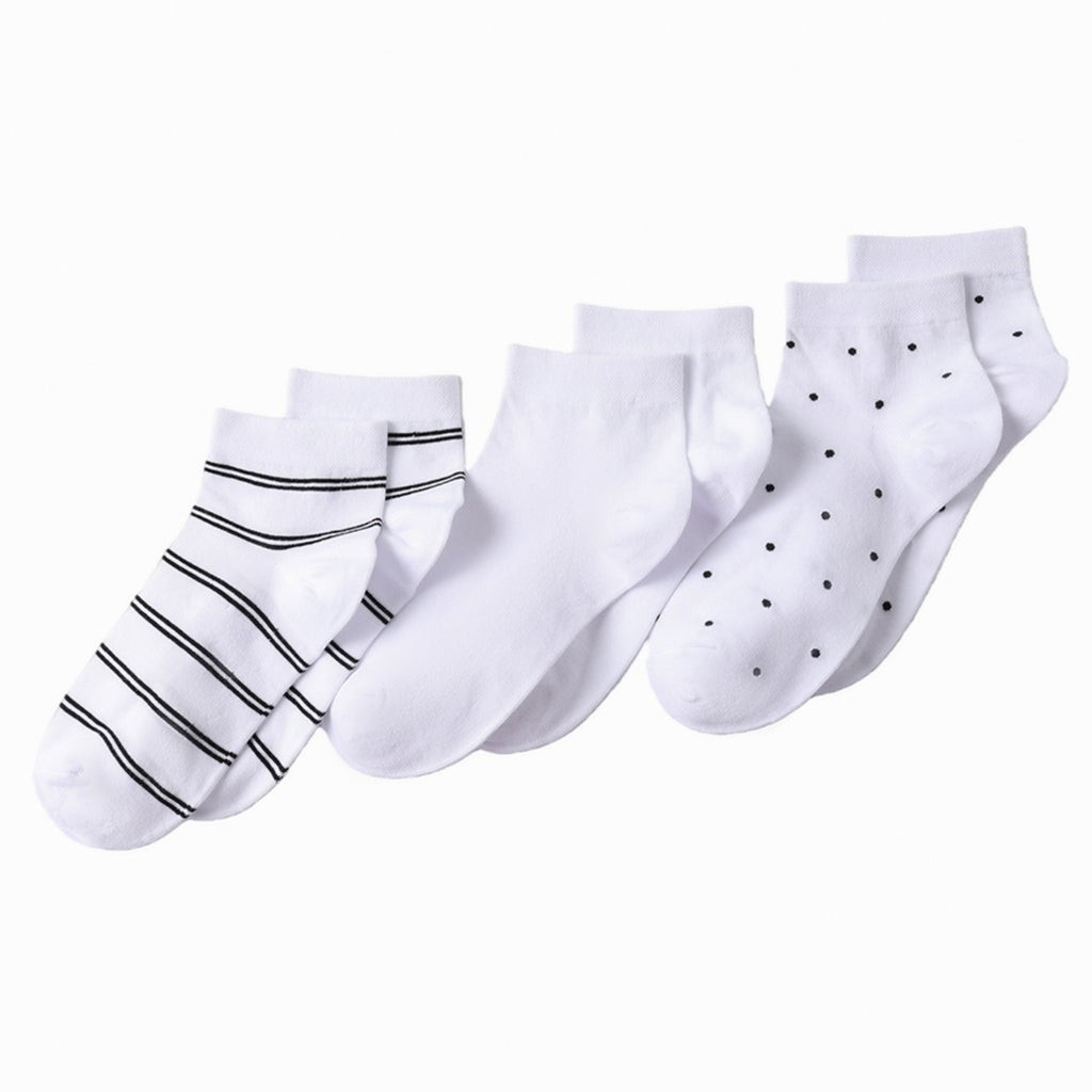 Lands' End Women’s Socks - 3-Pack Cotton Stripe and Dot Quarter Socks