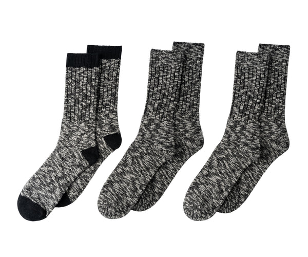 Lands' End Men's Cotton Blend Slub Boot Socks 3-Pack