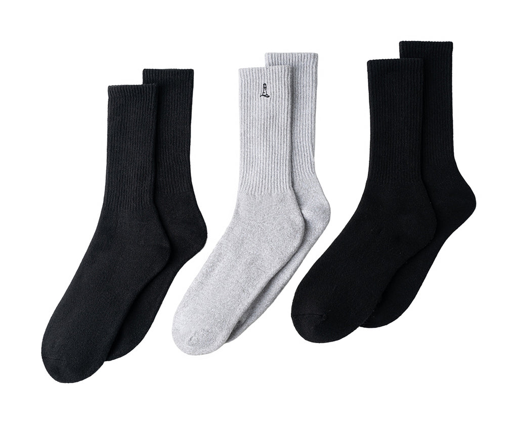 Lands End Men's Marled CashTouch Full Terry Boot Socks 3-Pack