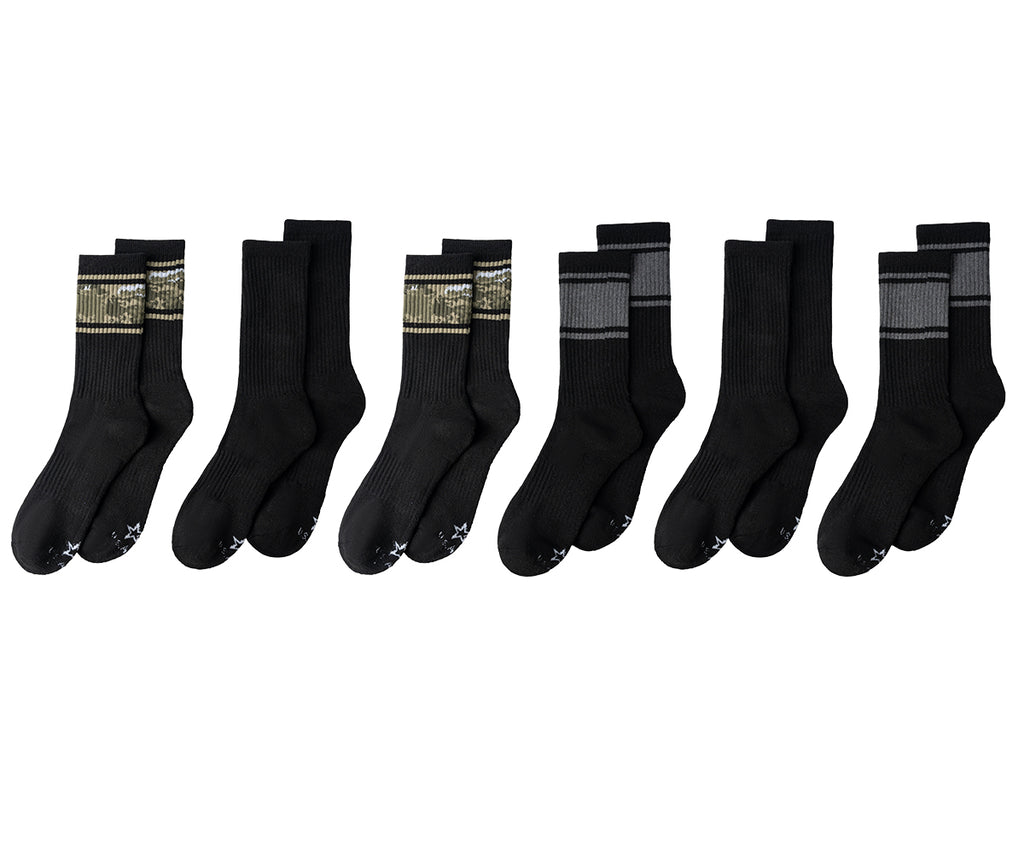 US Army Men's Half Cushion Recycled Cotton Mesh Crew Socks 6-Pack